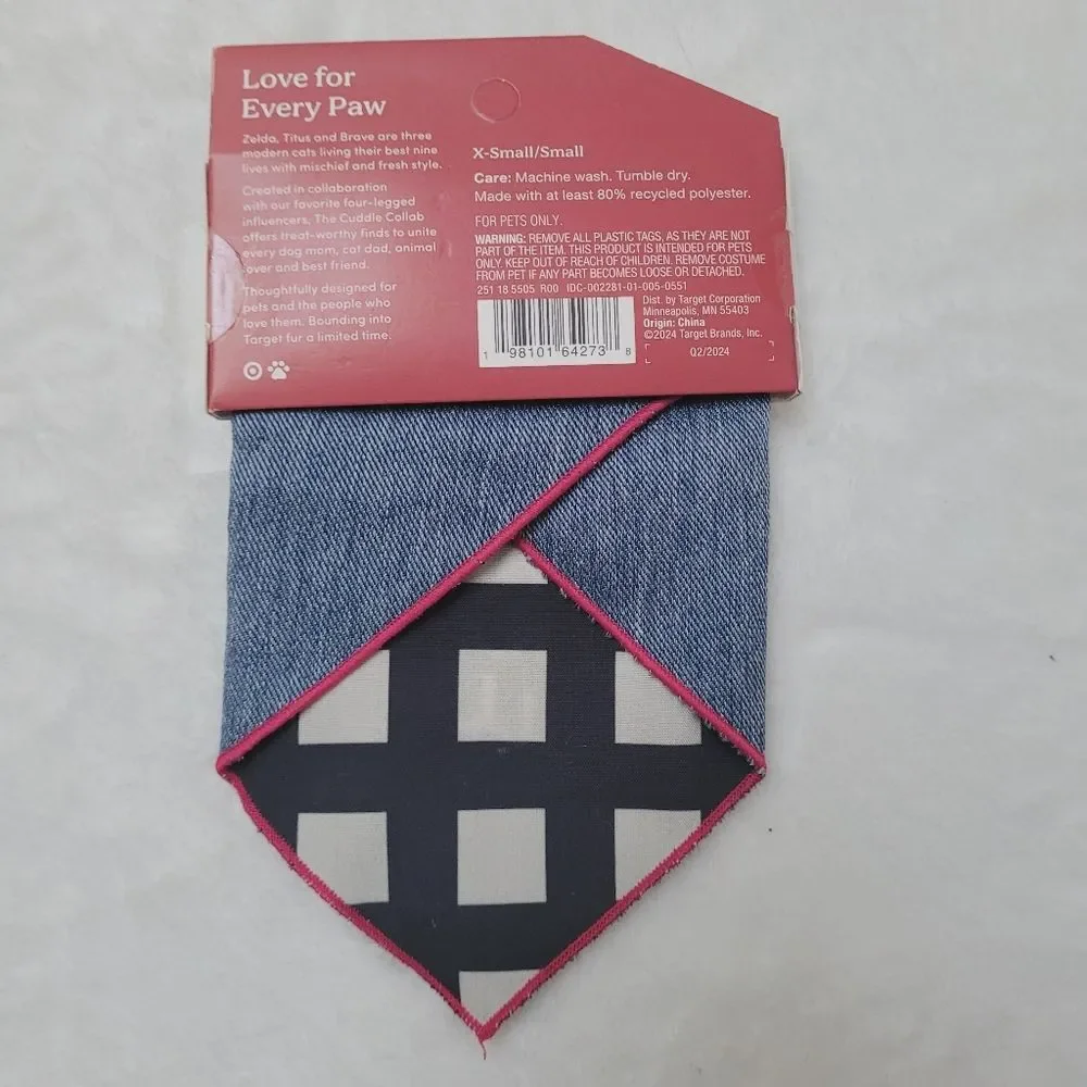 The Cuddle Collab Reversible Bandana Cat Social Club Size XS-S Cat New